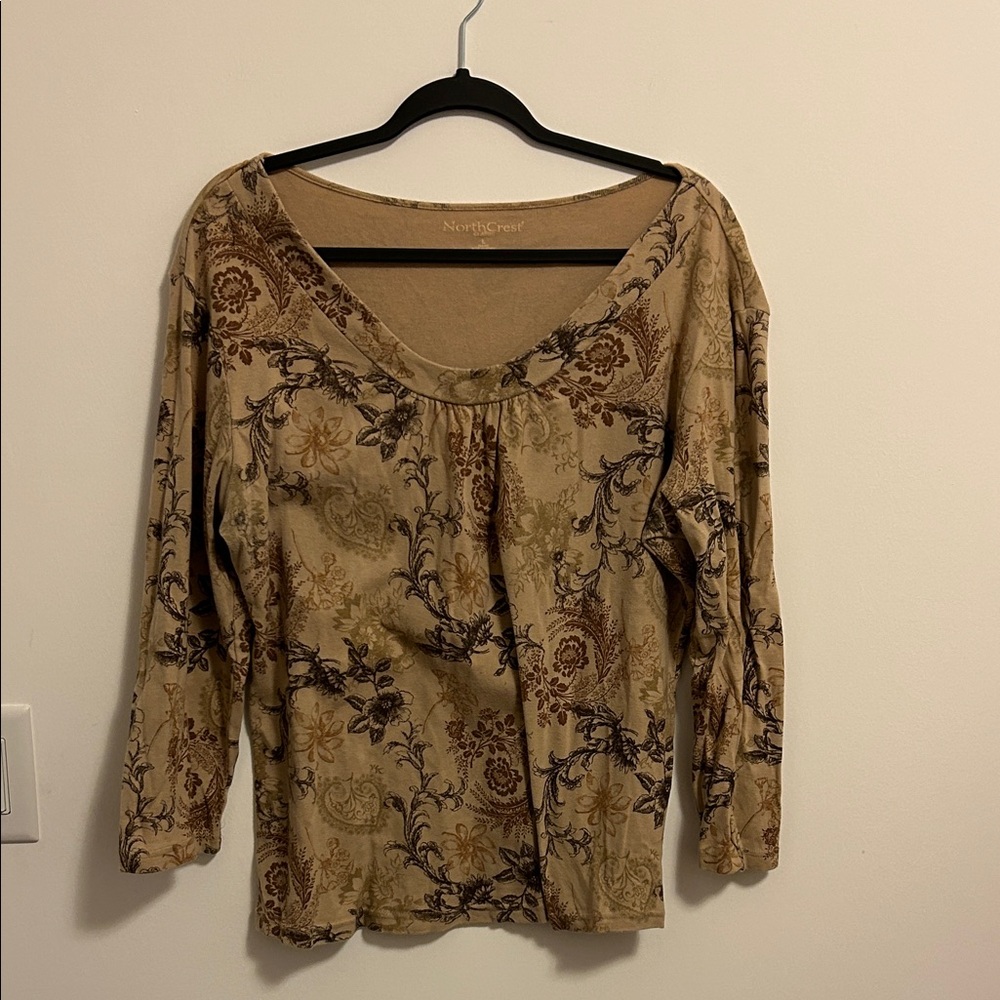 Northcrest Women's Floral Tan Top